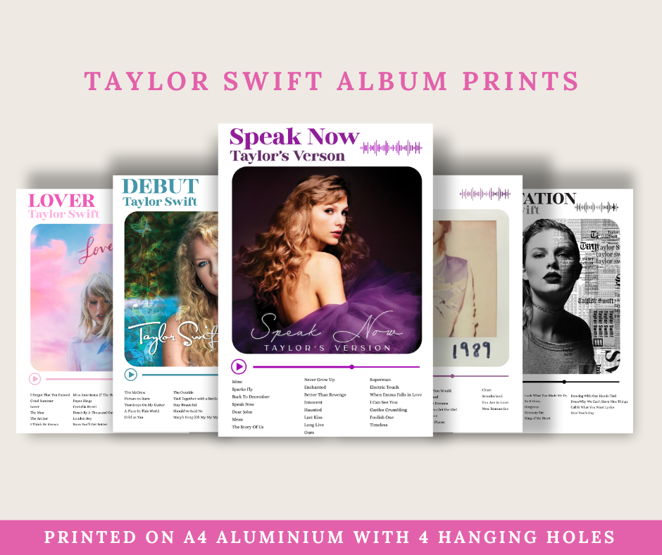 Taylor Swift Albums Metal Print – A4 Aluminium