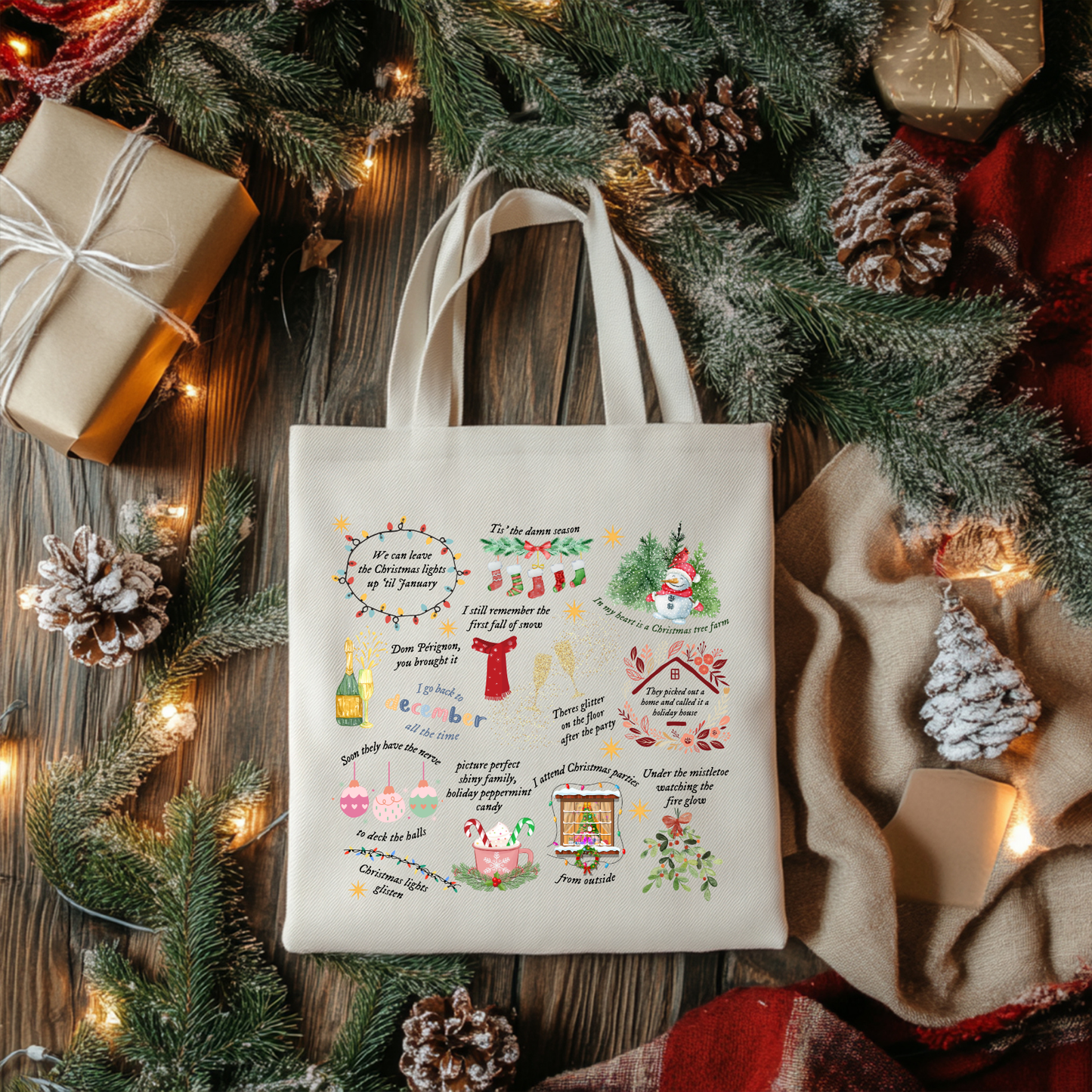 Christmas Lyrics Tote Bag